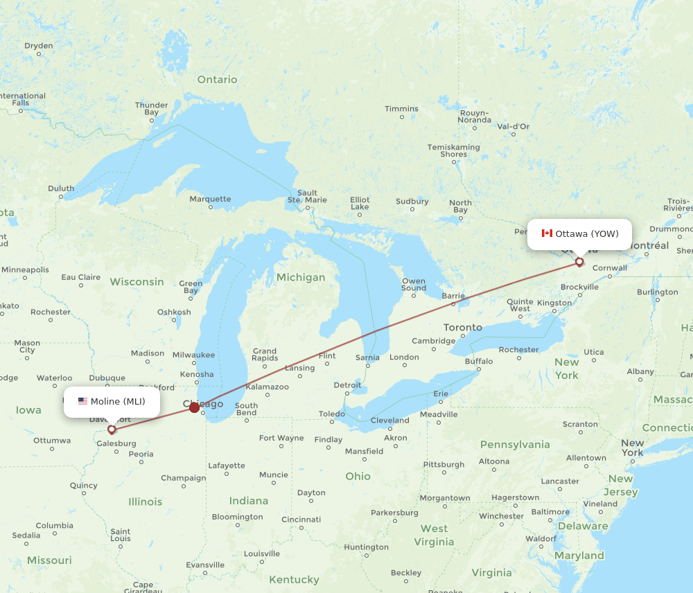 MLI-YOW flight routes