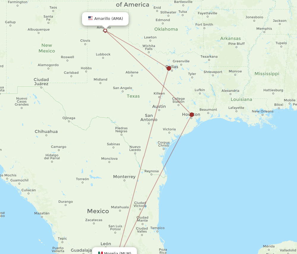 MLM-AMA flight routes
