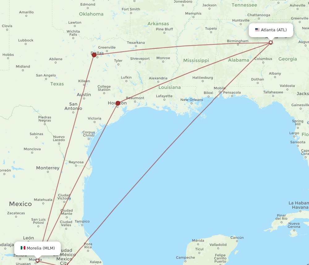 MLM-ATL flight routes