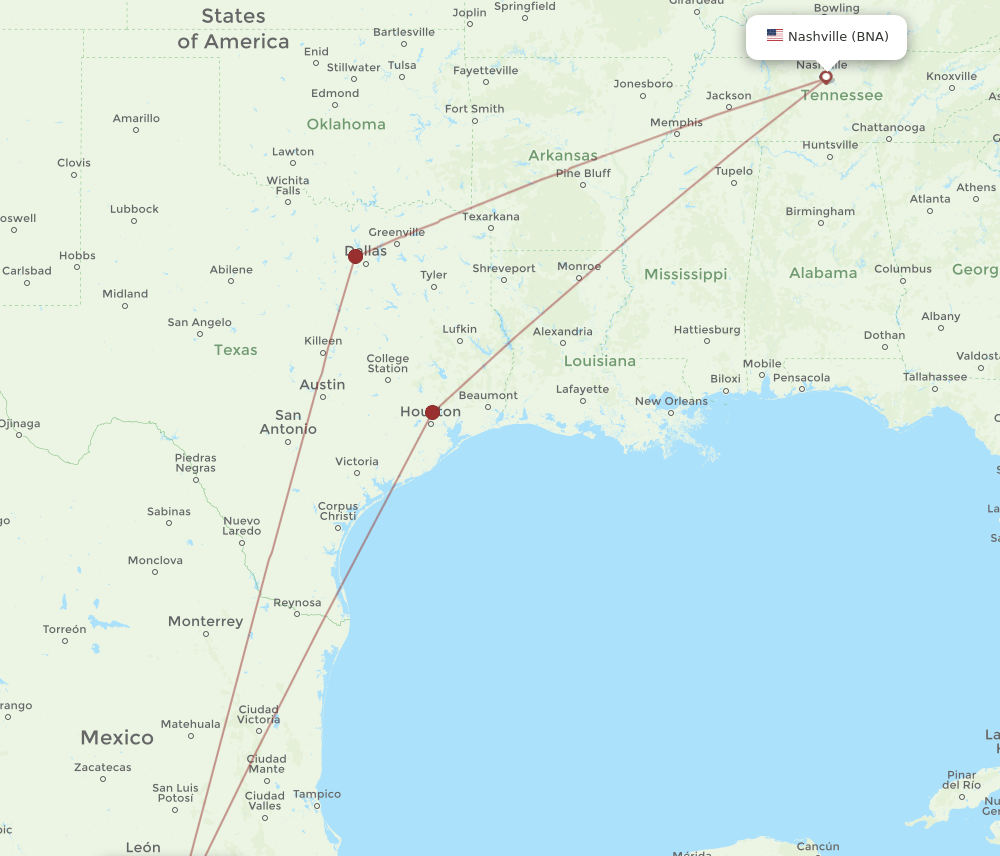 MLM-BNA flight routes