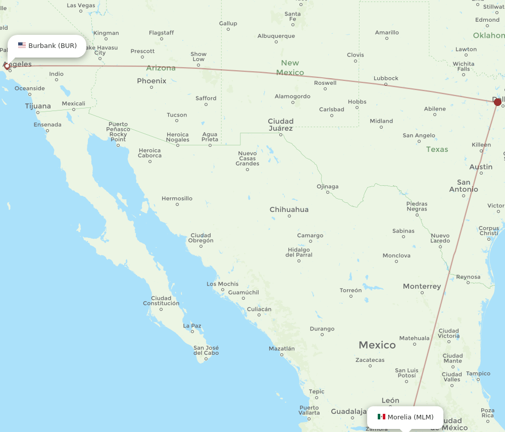 MLM-BUR flight routes