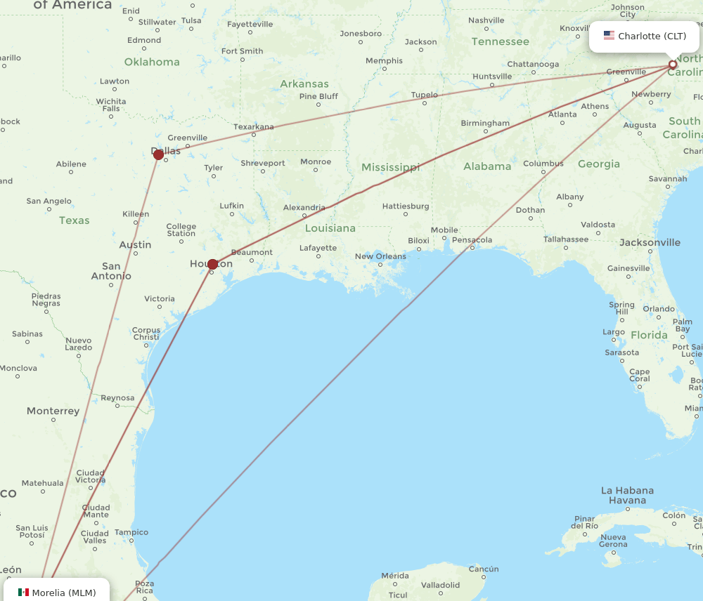 MLM-CLT flight routes