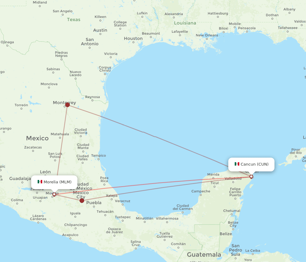 MLM-CUN flight routes