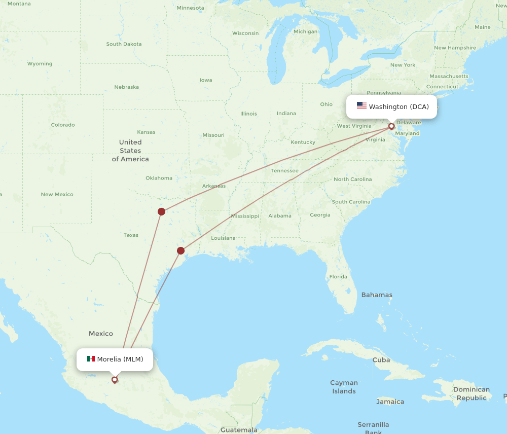 MLM-DCA flight routes