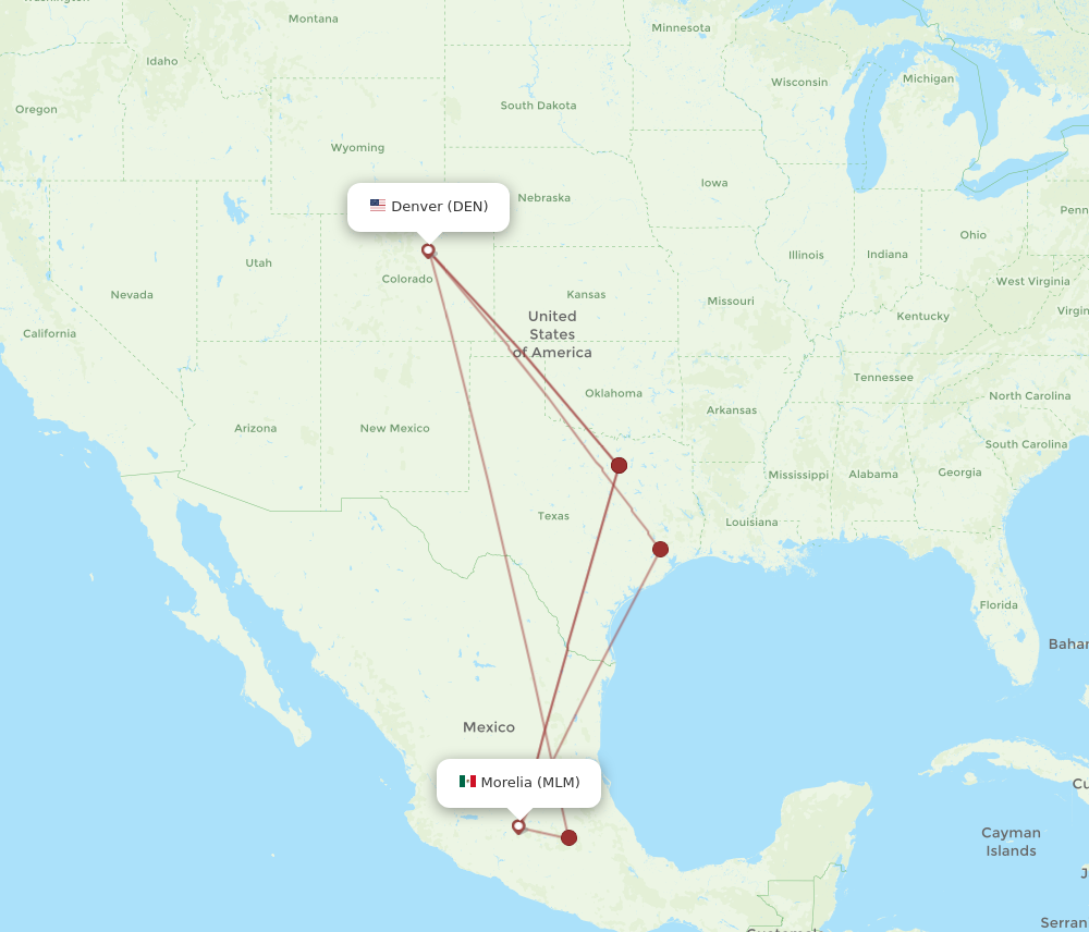 MLM to DEN flights and routes map