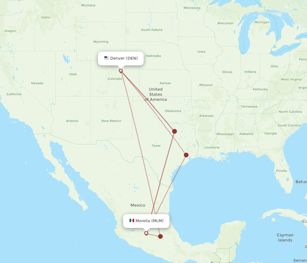 MLM-DEN flight routes