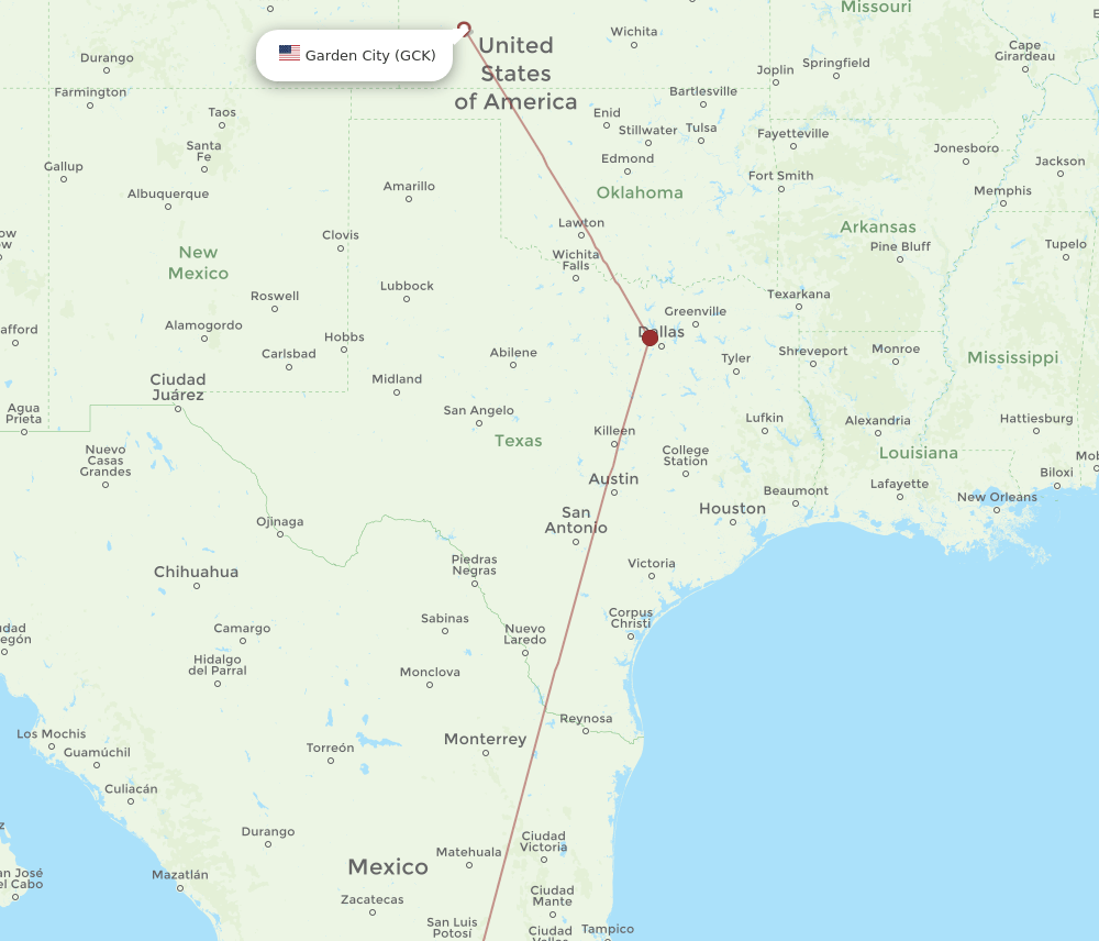 MLM to GCK flights and routes map
