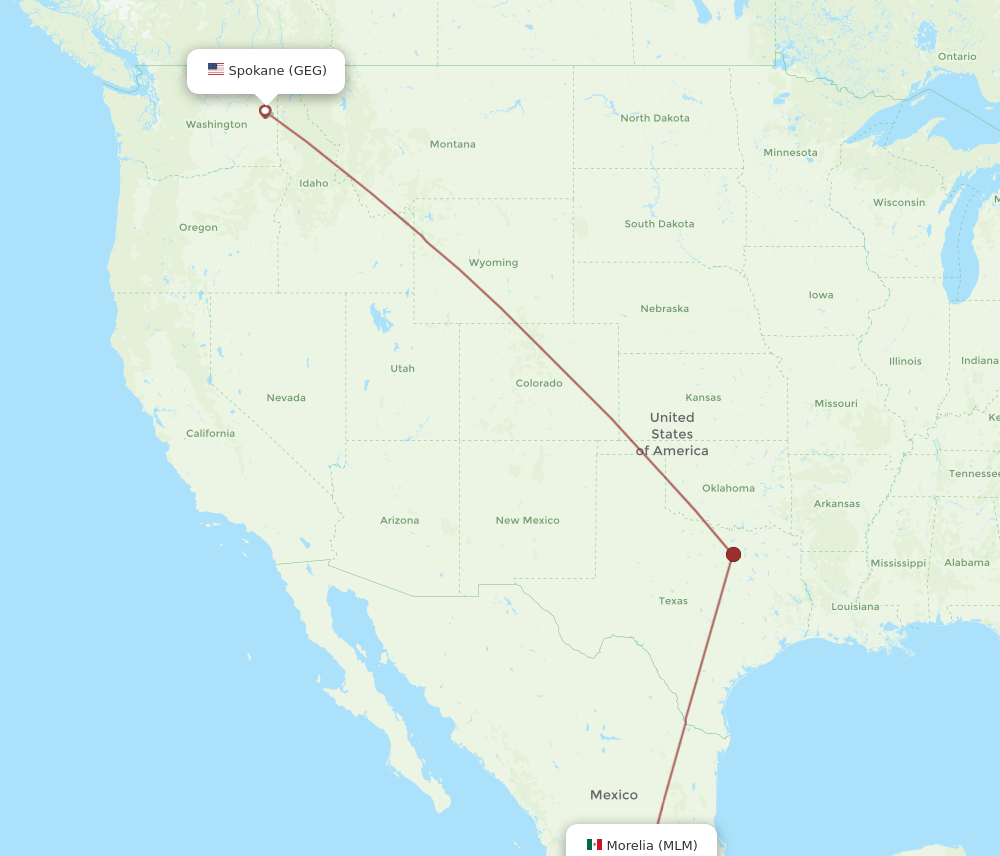 MLM to GEG flights and routes map