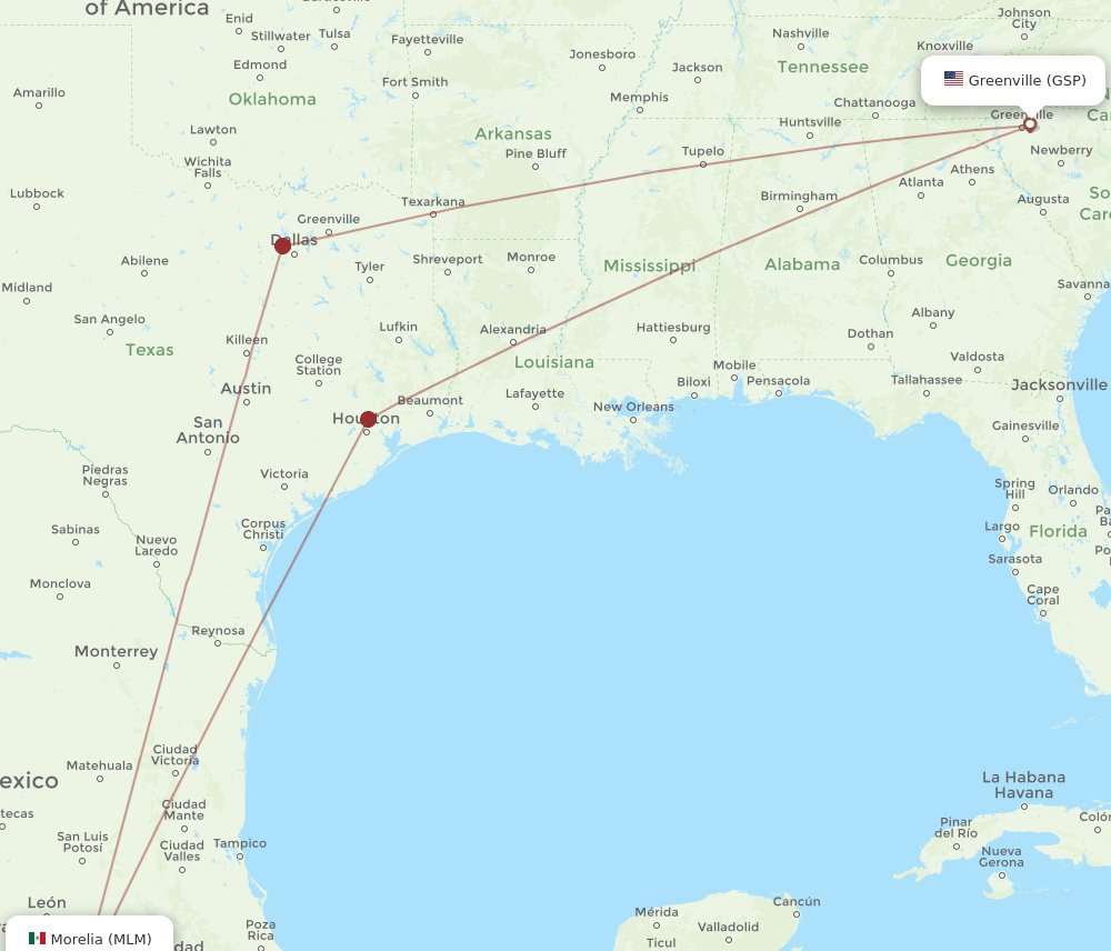 MLM-GSP flight routes