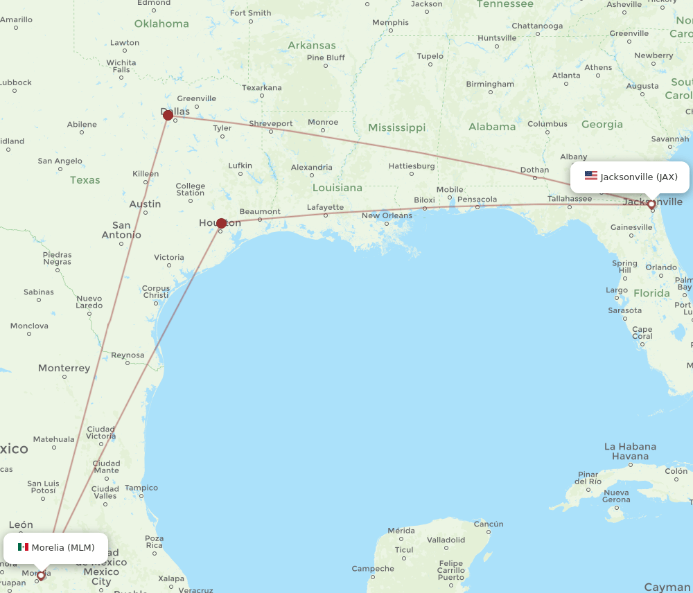 MLM-JAX flight routes