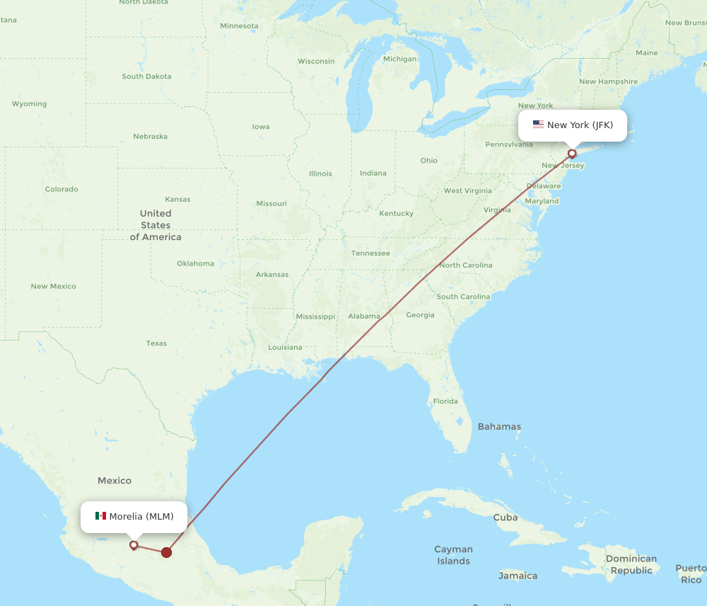MLM-JFK flight routes