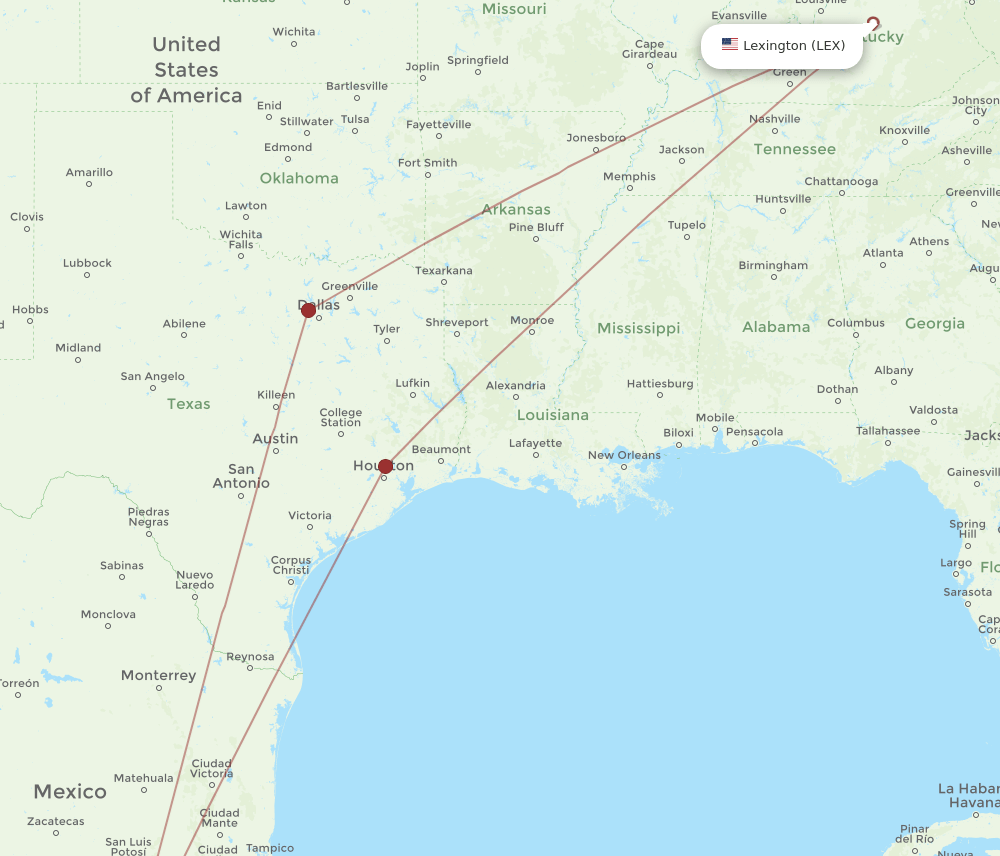 MLM-LEX flight routes