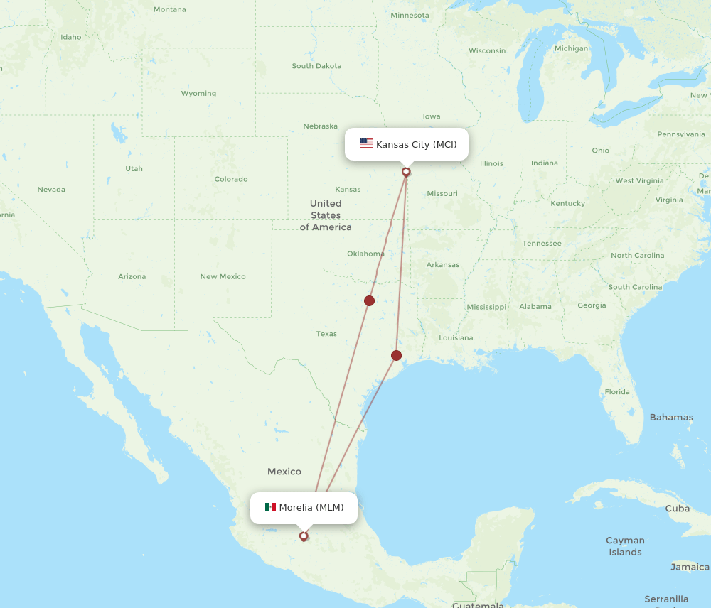 MLM-MCI flight routes