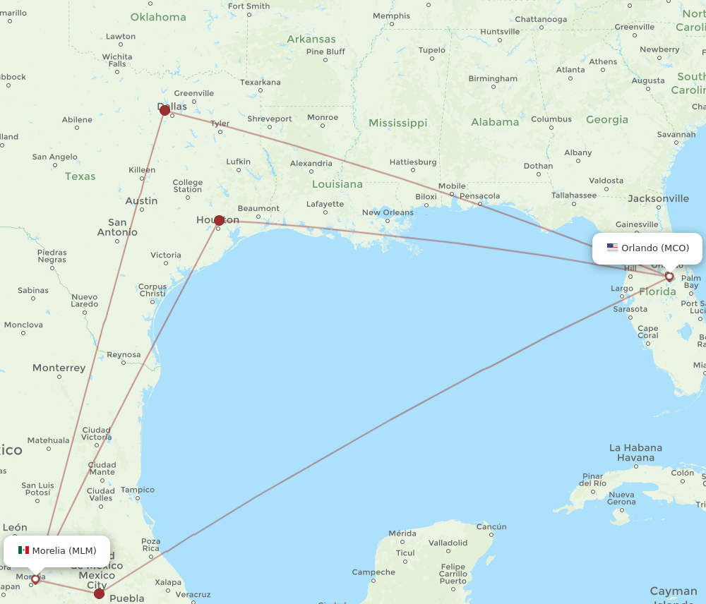 MLM-MCO flight routes
