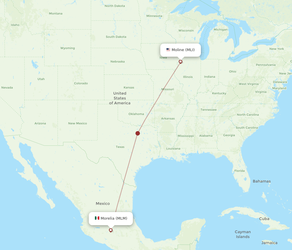 MLM to MLI flights and routes map