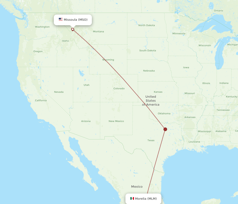 MSO to MLM flights and routes map