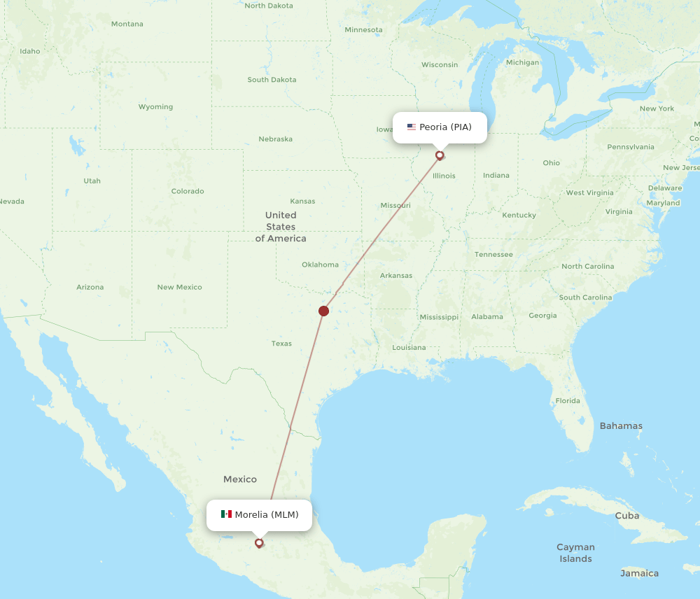 MLM to PIA flights and routes map
