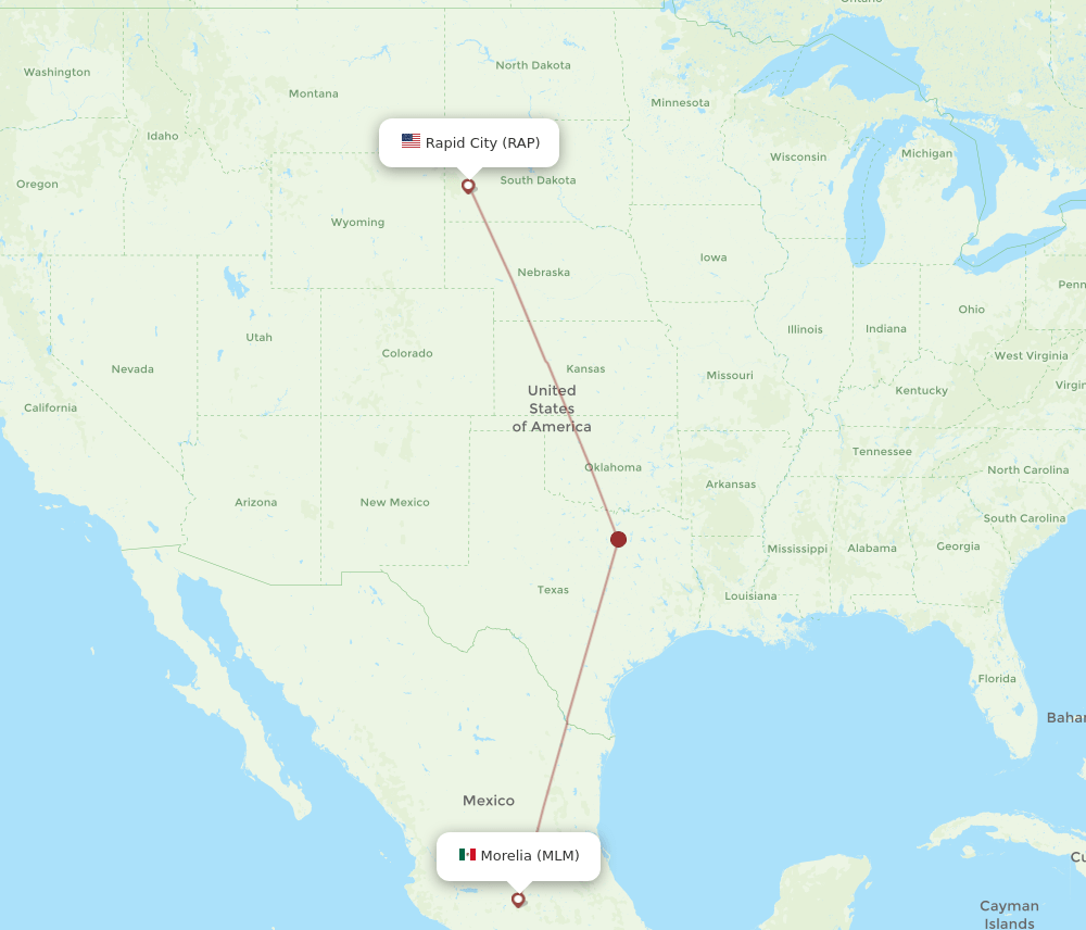 MLM to RAP flights and routes map