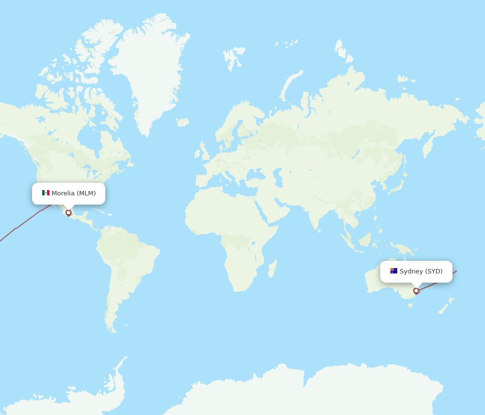 MLM-SYD flight routes