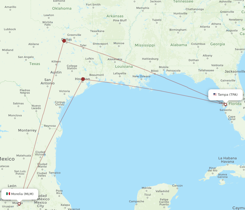 MLM-TPA flight routes