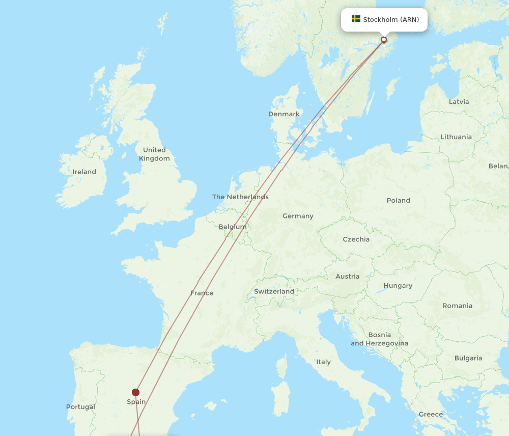 MLN-ARN flight routes
