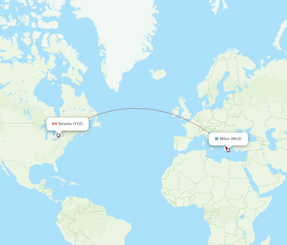MLO-YYZ flight routes