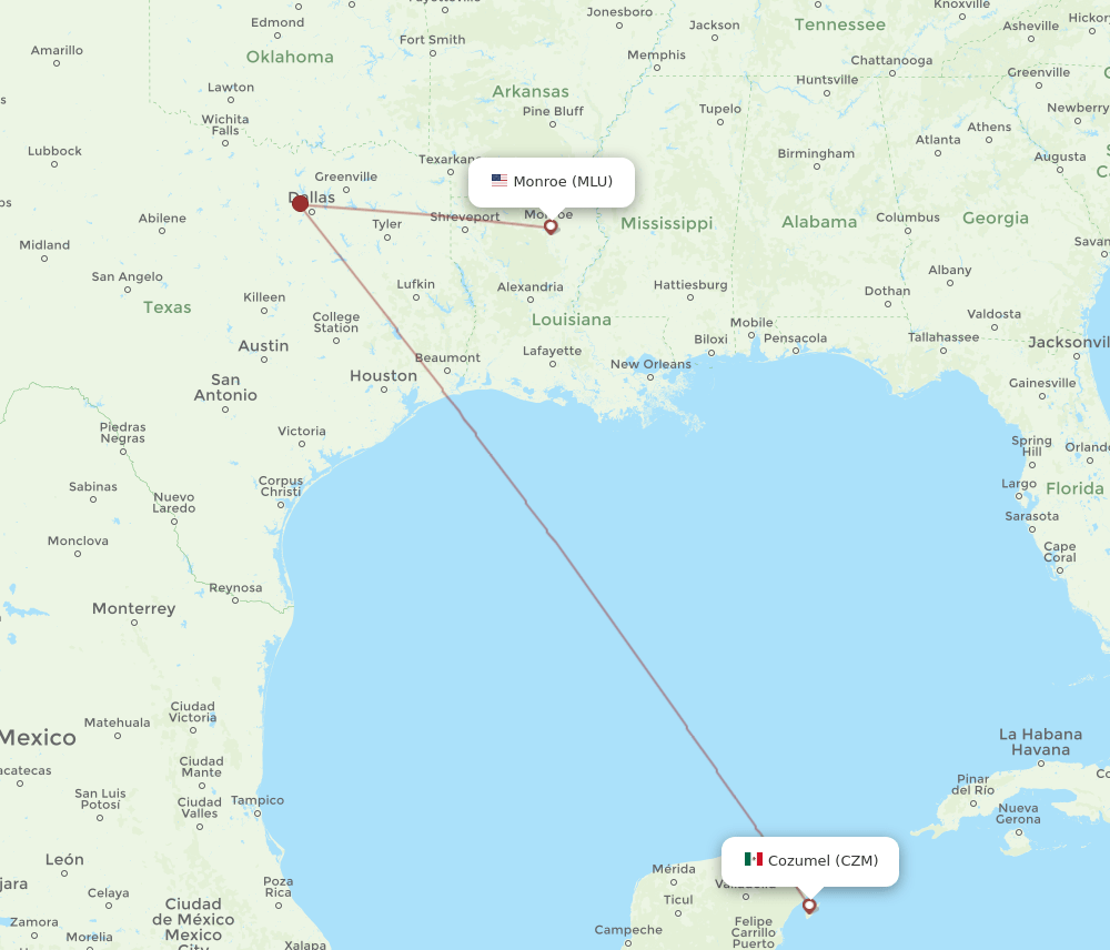 MLU-CZM flight routes