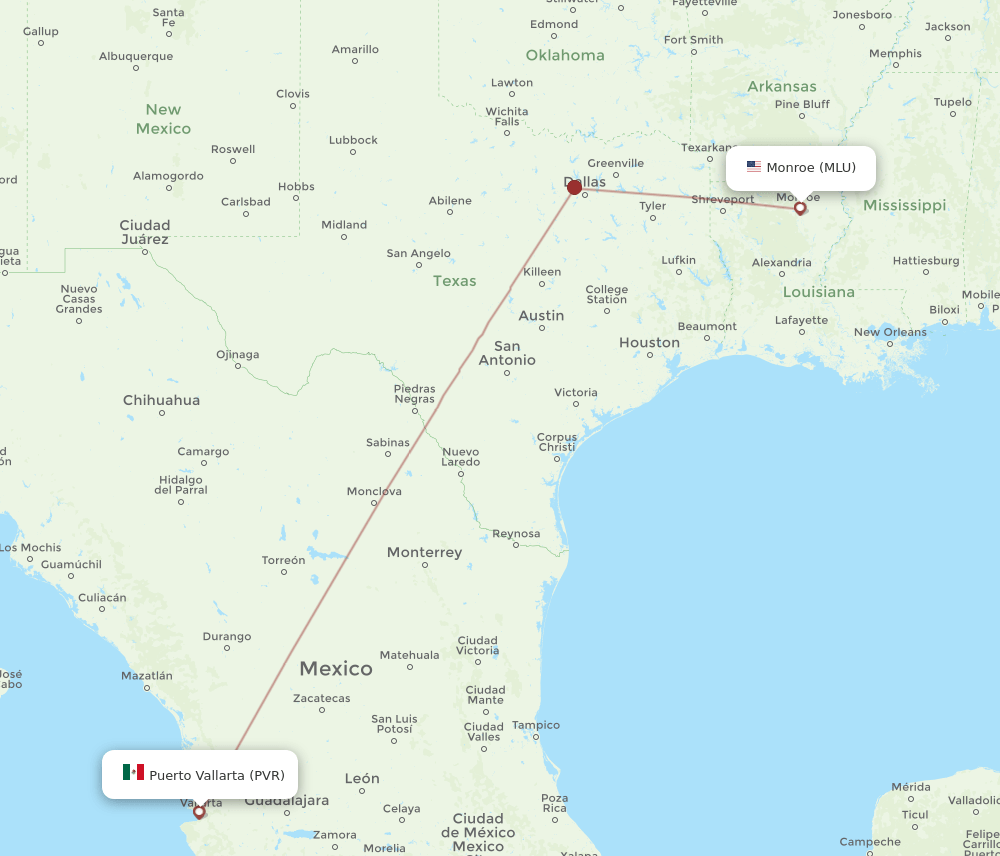 MLU-PVR flight routes