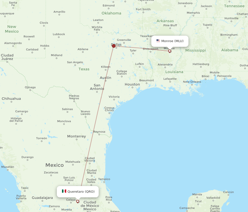 MLU-QRO flight routes