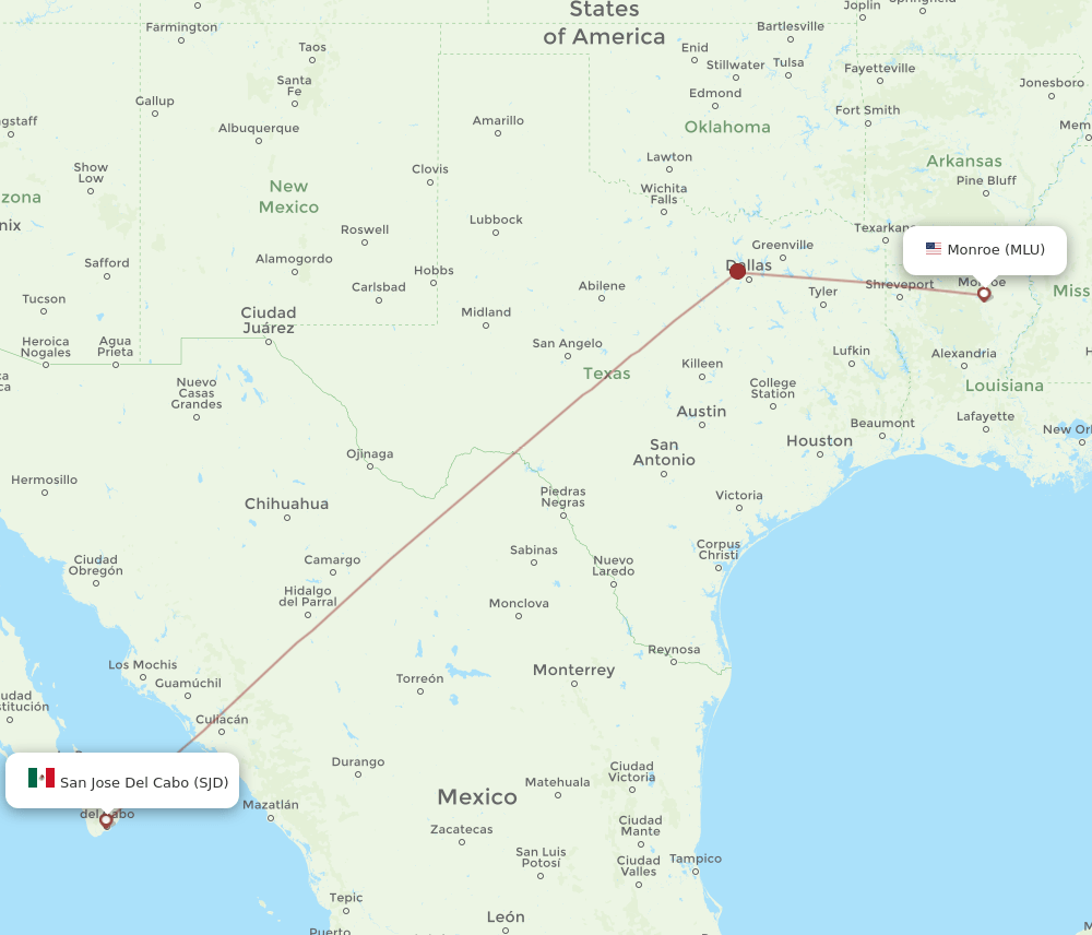 MLU-SJD flight routes