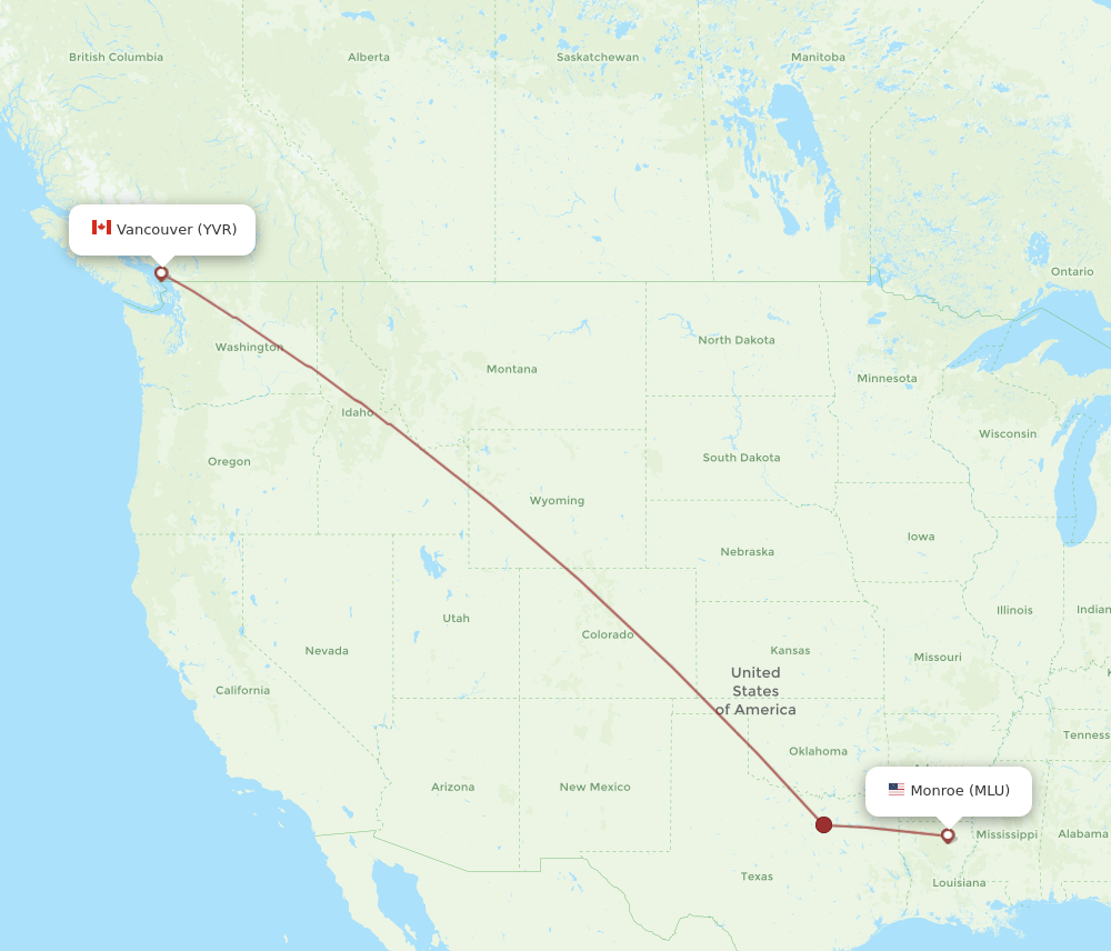 Vancouver - Monroe route map and flight paths