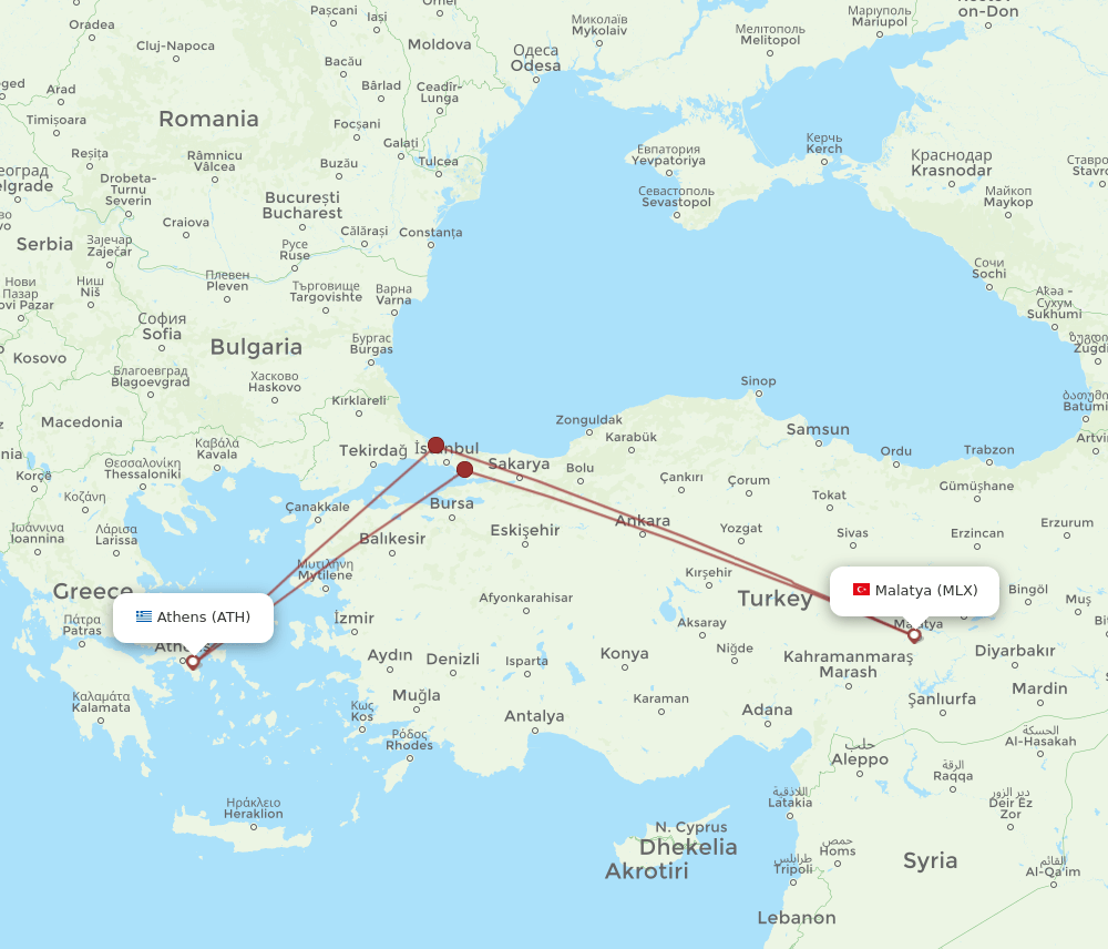 MLX-ATH flight routes