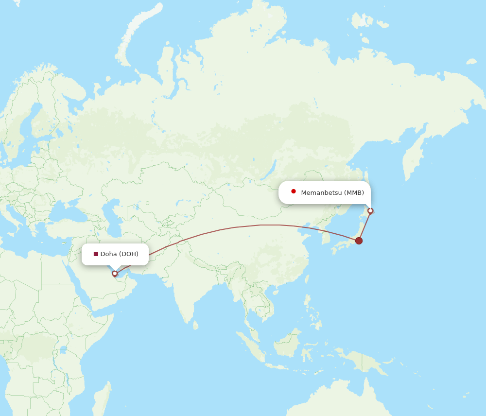 MMB to DOH flights and routes map