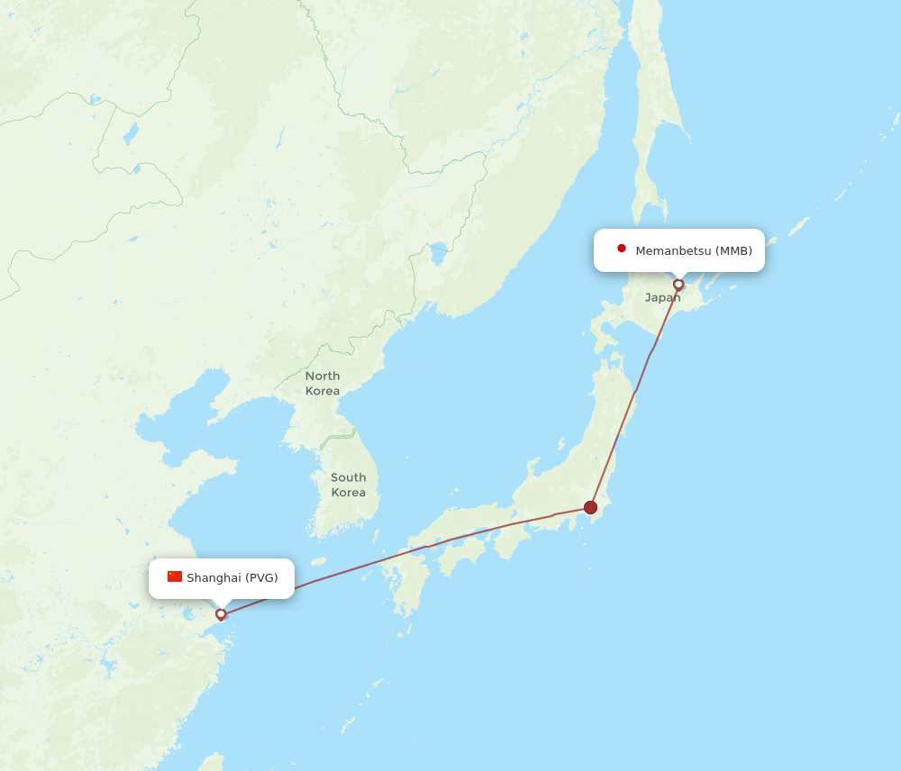 MMB to PVG flights and routes map