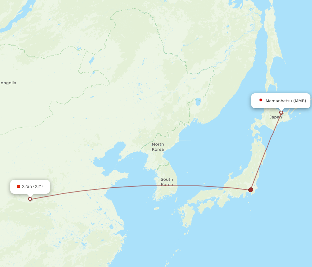 MMB-XIY flight routes
