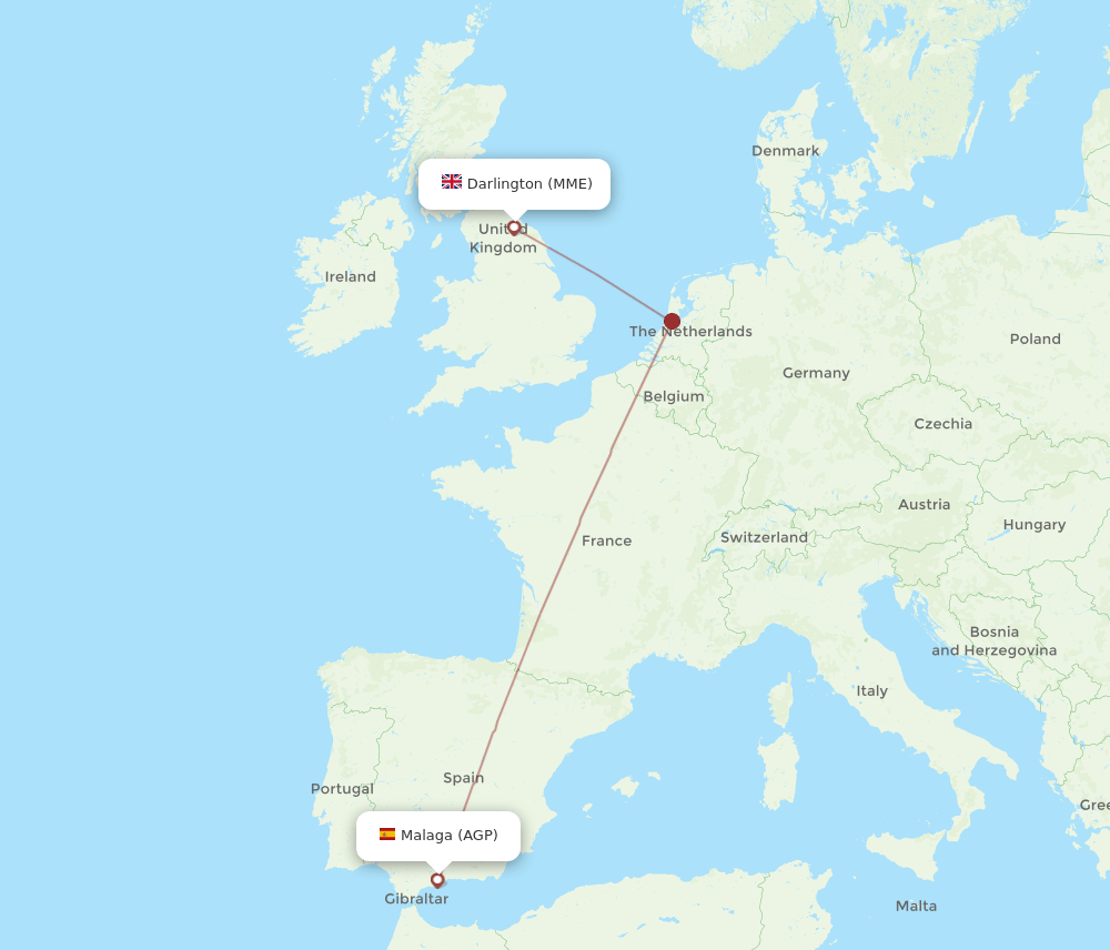 MME to AGP flights and routes map