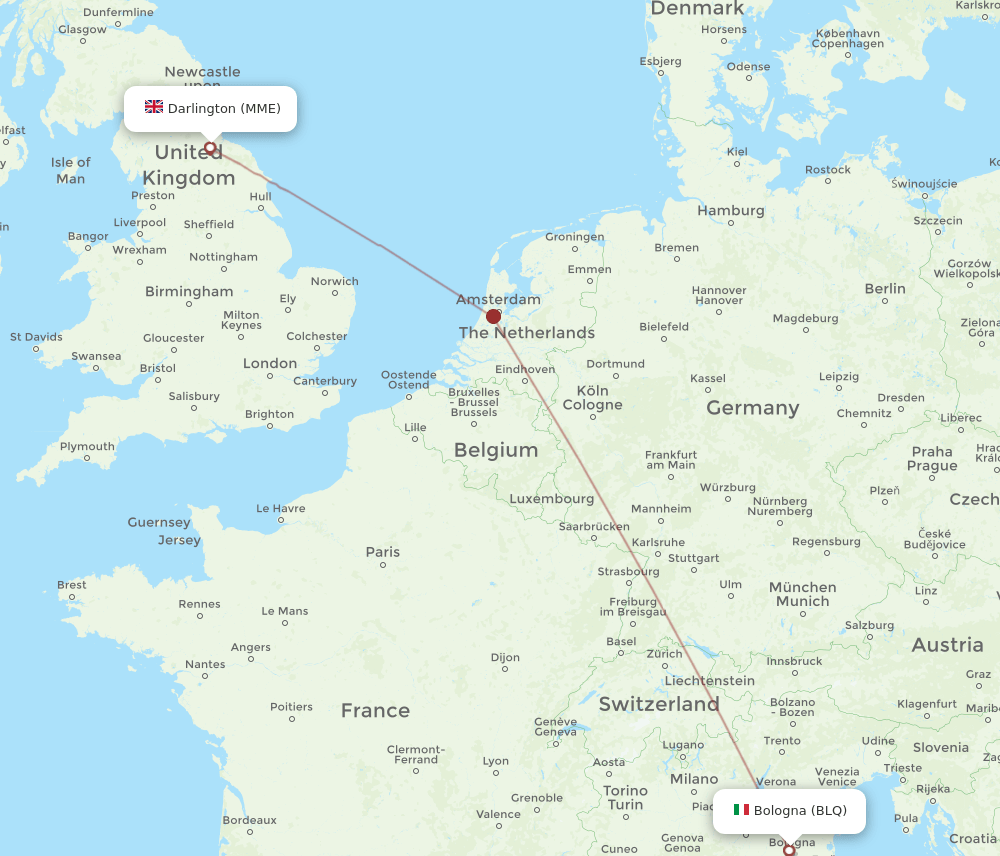 MME to BLQ flights and routes map