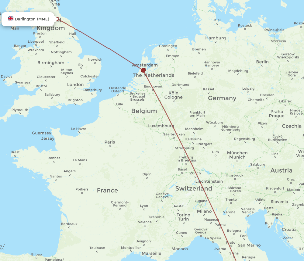 MME-FCO flight routes