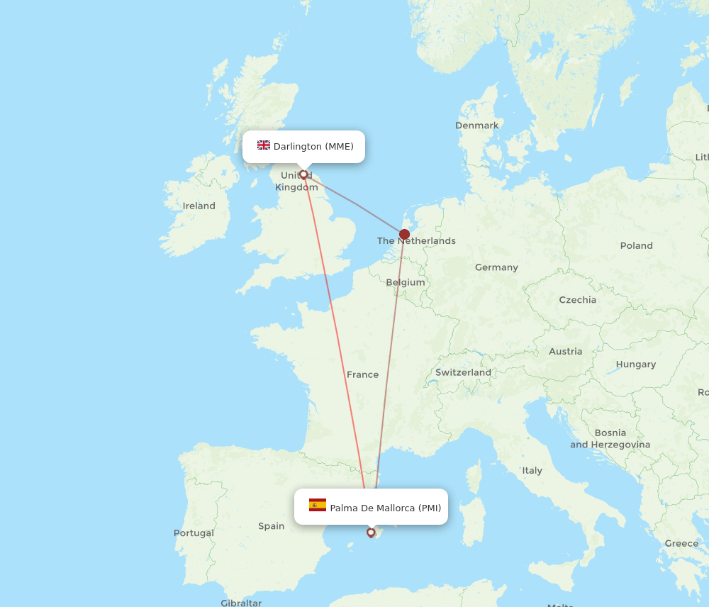 MME to PMI flights and routes map