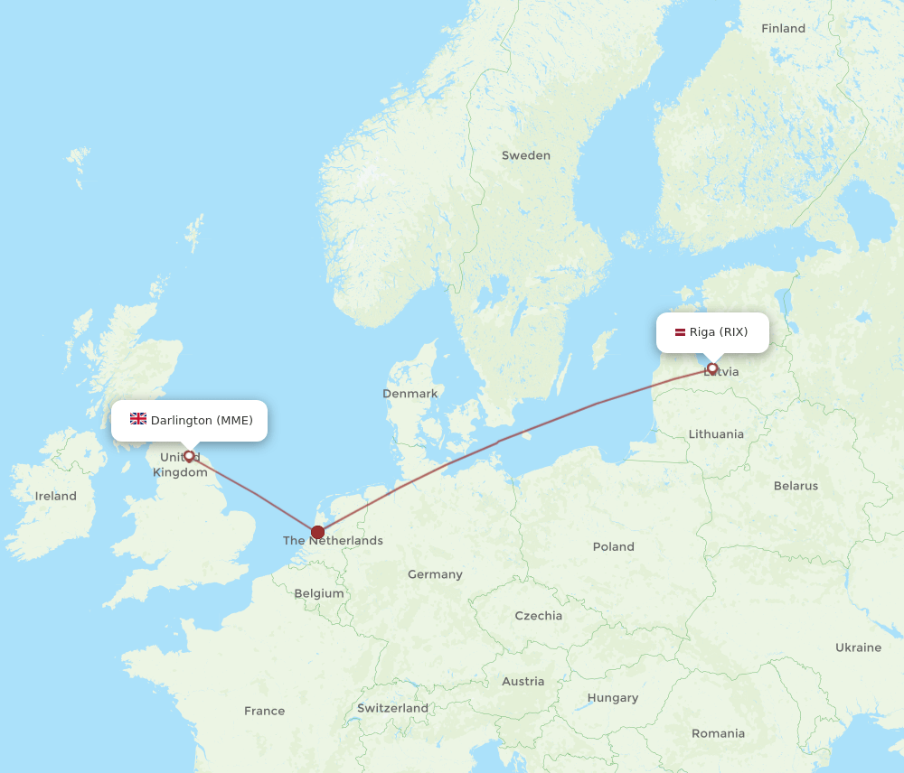 MME to RIX flights and routes map