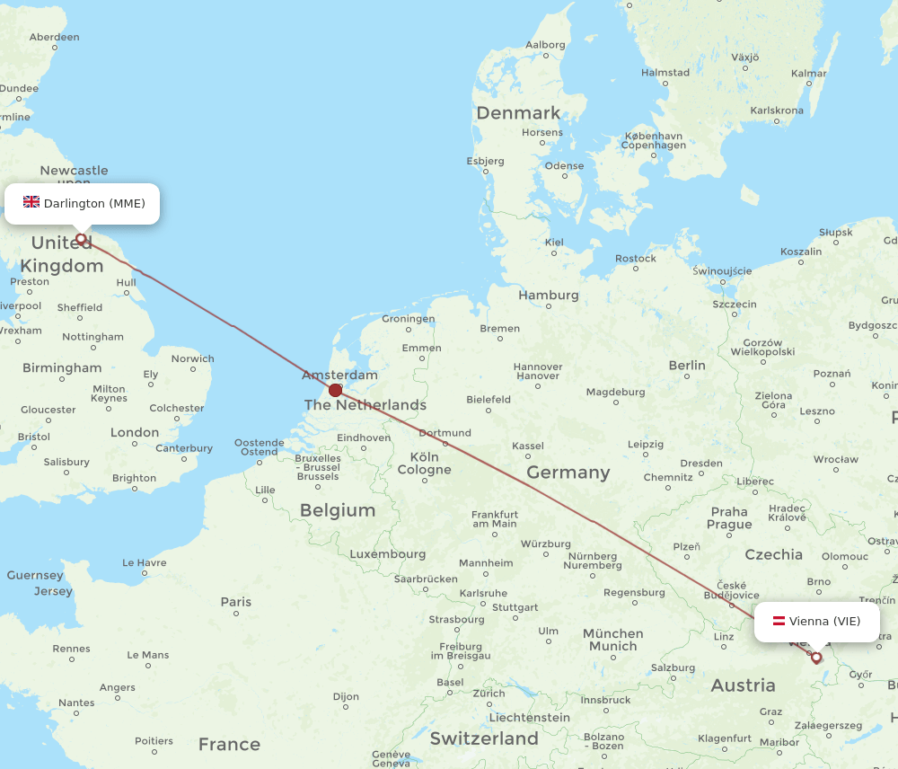 MME-VIE flight routes