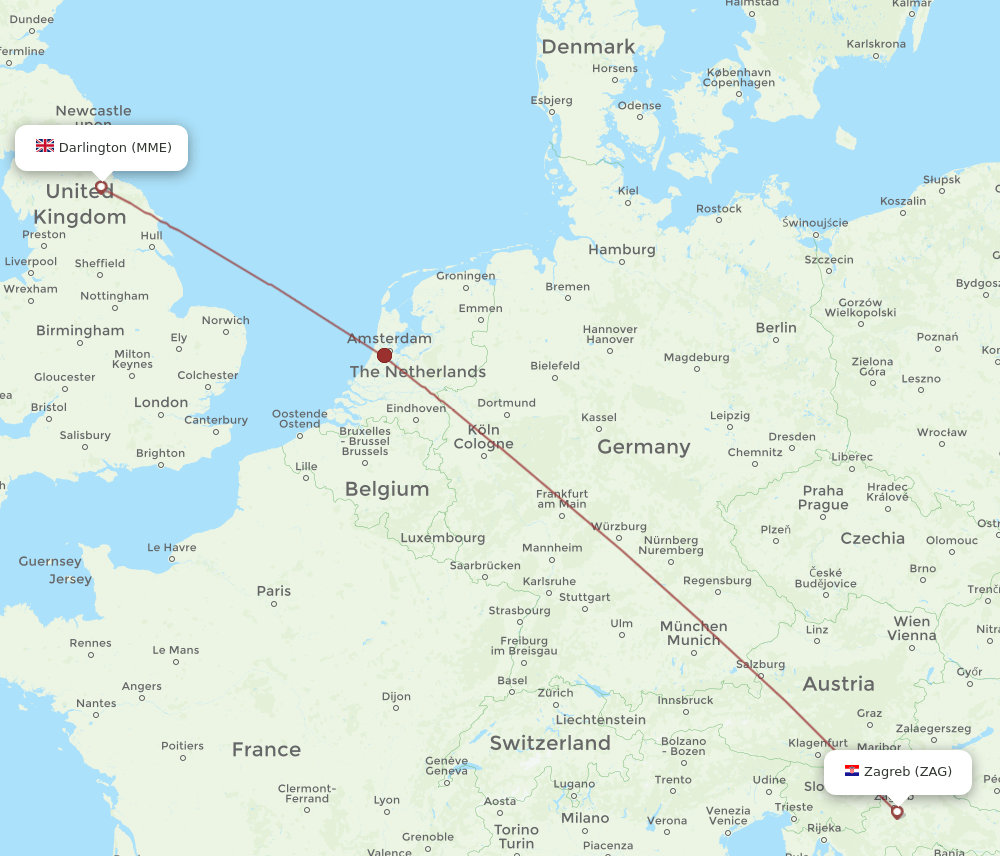 MME-ZAG flight routes