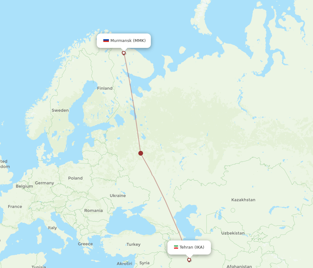 MMK to IKA flights and routes map