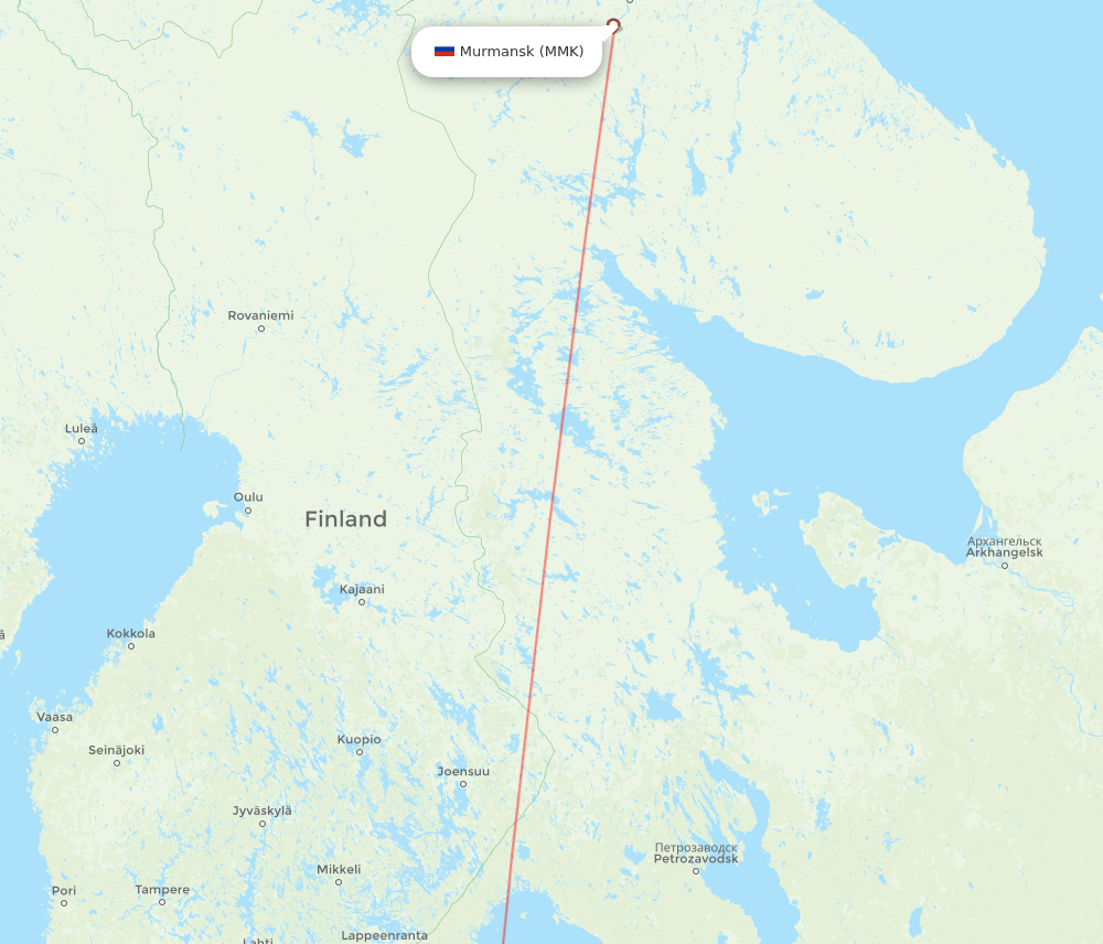 MMK to LED flights and routes map