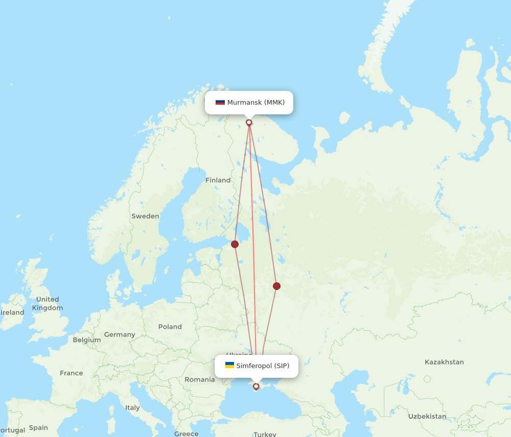 MMK to SIP flights and routes map