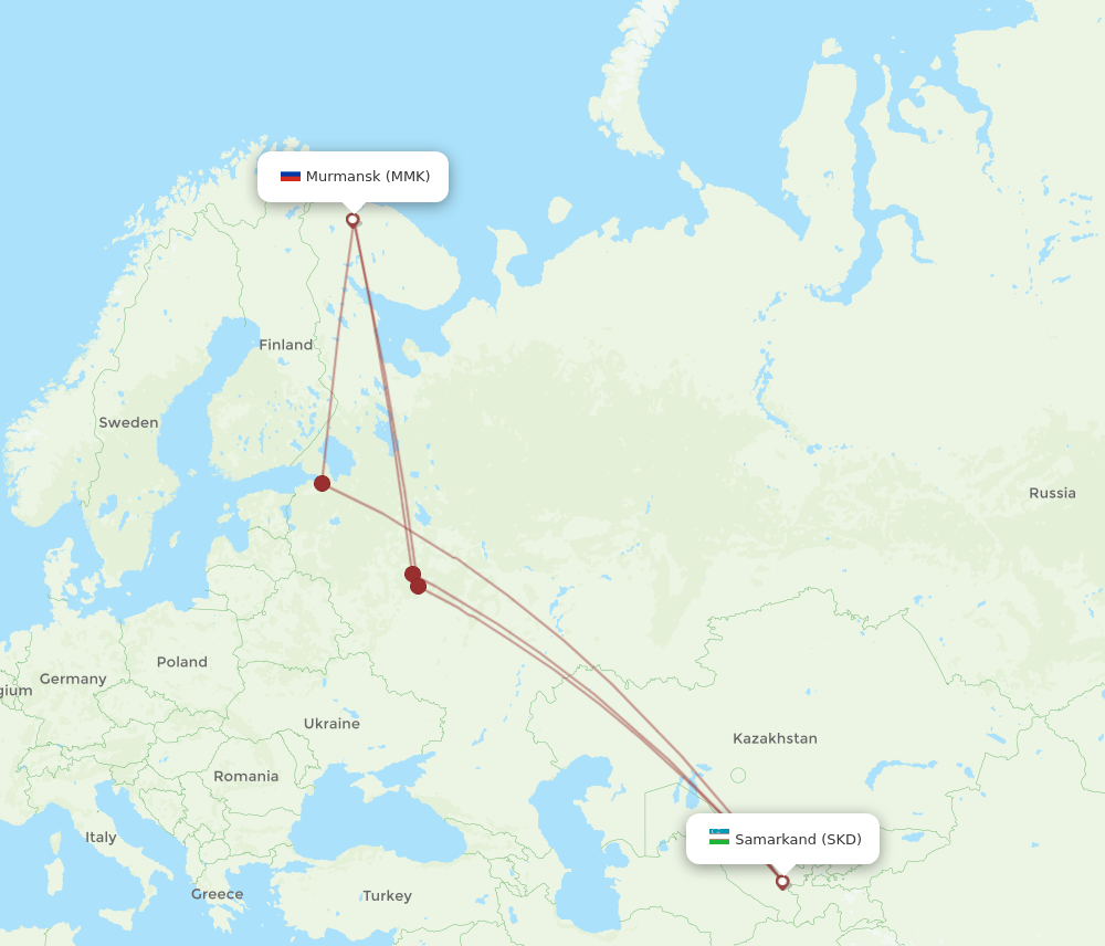 MMK-SKD flight routes