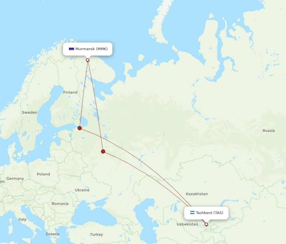 MMK-TAS flight routes