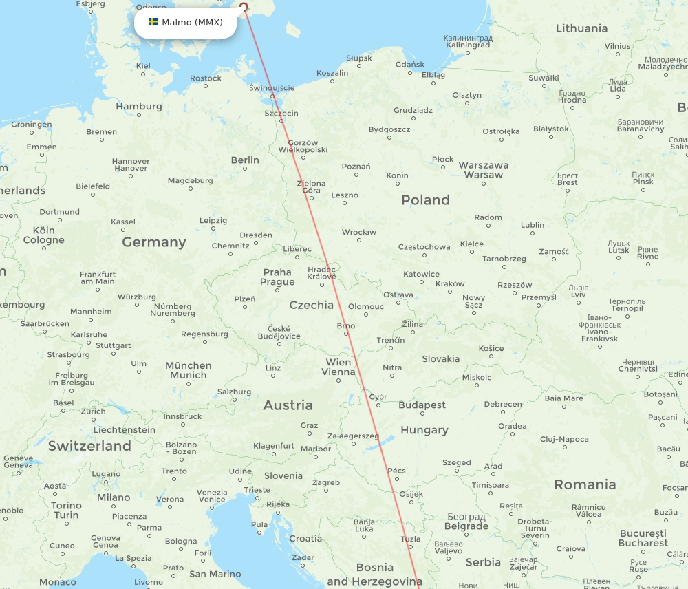 MMX to TIA flights and routes map