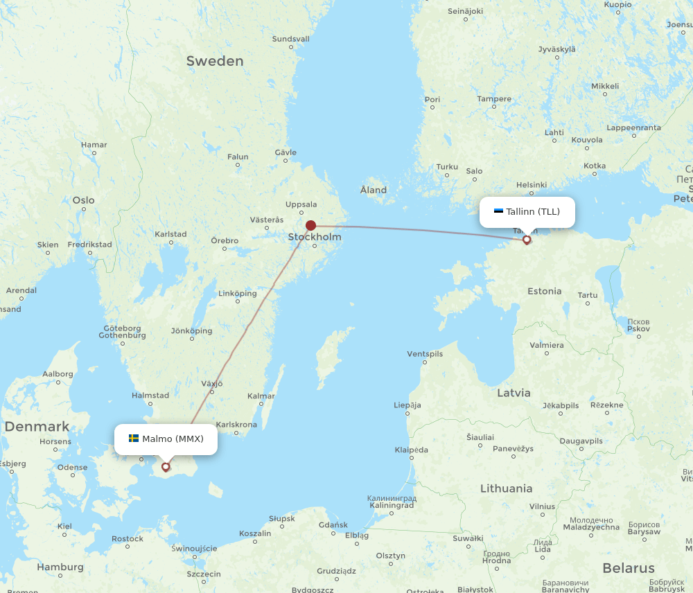 MMX to TLL flights and routes map