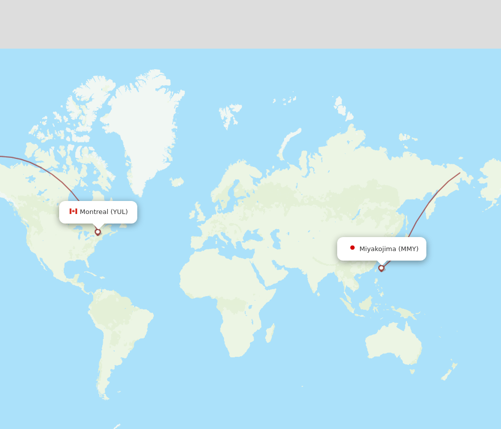 MMY to YUL flights and routes map